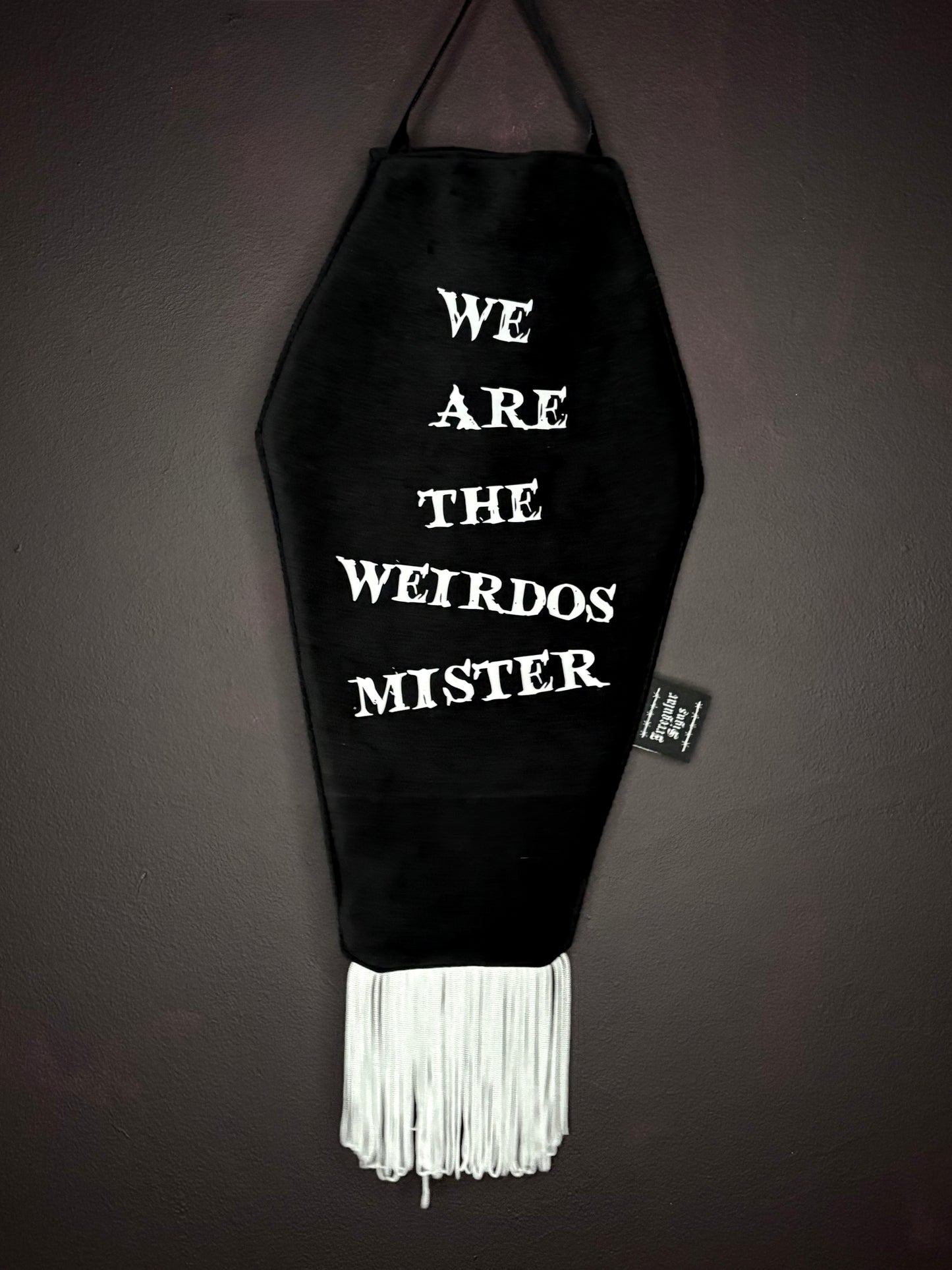 The Craft Black Velvet Coffin Shaped Fringe Banner Wall Hanging
