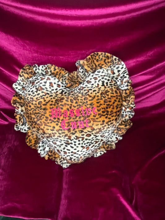 Massive Cunt Velvet Embroidered Heart Ruffle Cushion
