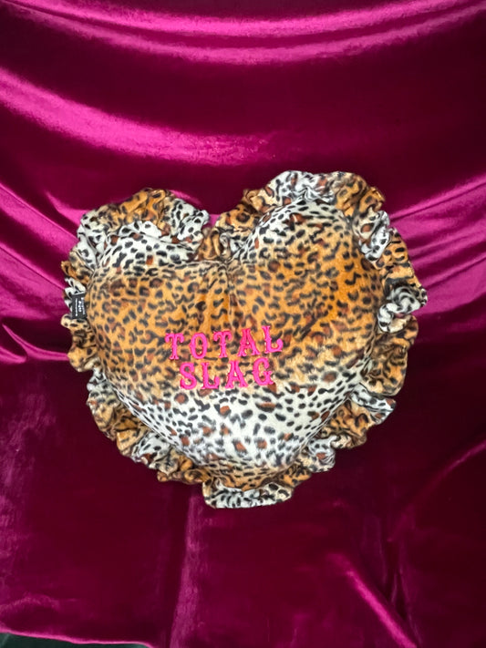 Total Slag Velvet Embroidered Heart Ruffle Cushion