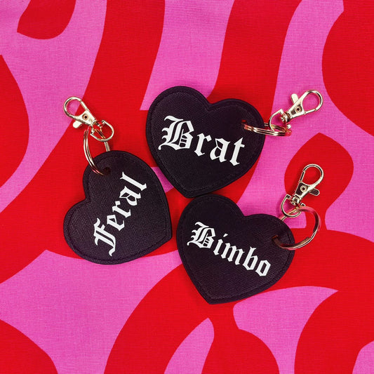 Gothic Text Heart Key Ring